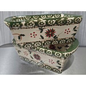Temptations "Old World Holiday" Mini Loaf‎ Pans Stoneware Non Stick 12oz Set/2